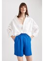 DEFACTO Paperbag Waist Wide Leg Linen Blended Shorts