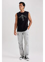 DEFACTO Oversize Fit Printed Crew Neck Sleeveless Undershirt