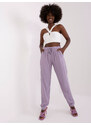 BASIC Světle fialové elegantní kalhoty s vysokým pasem --light purple Fialová