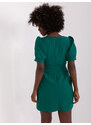 Fashionhunters Tmavě zelené zavinovací koktejlové šaty od Severina