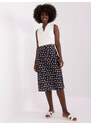 Fashionhunters Černobílá puntíkatá midi sukně A-line