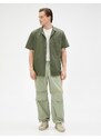 Koton Short Sleeve Shirt with Turndown Collar Pocket Detailed Cotton.