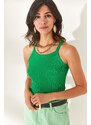 Olalook Women's Grass Green Strap Camisole Bodysuit