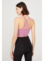 LOS OJOS Lavender Lightly Supported Back Detail Covered Sports Bra.