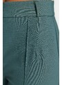Trendyol Tmavě zelené rovné střihy s vysokým pasem žebrované prošívané tkané kalhoty