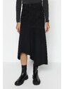 Trendyol Black Asymmetrical High Waist Midi Denim Skirt