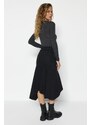 Trendyol Black Asymmetrical High Waist Midi Denim Skirt