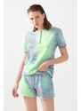 LOS OJOS Women's Anthracite Green Batik Patterned Pajamas Set Pj