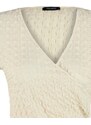 Trendyol Beige Premium Textured Fabric Double Breasted Neck Regular/Regular Fit Crop Knitted Blouse