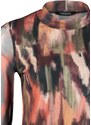 Trendyol Multi Color Printed High Neck and Lined Transparent Back Tulle Flexible Knitted Blouse