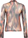 Trendyol Multi Color Printed High Neck and Lined Transparent Back Tulle Flexible Knitted Blouse