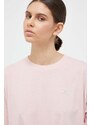 Bavlněné tričko s dlouhým rukávem Dkny růžová barva, DP3T9061