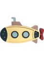 Peekaboo Žlutá dřevěná dětská LED lampa Ponorka 40 cm
