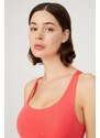LOS OJOS Coral Lightweight Support Back Detail Covered Sports Bra.