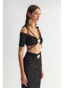 Trendyol X Zeynep Tosun Black Sunglasses Accessory Detailed Glittery Knitted Bustier