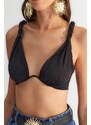 Trendyol X Zeynep Tosun Black Underwire Bustier with Strap Detail