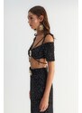 Trendyol X Zeynep Tosun Black Sunglasses Accessory Detailed Glittery Knitted Bustier