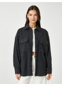 Koton Oversize Shirt Pocket Detailed Buttoned Long Sleeve