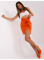 Fashionhunters Oranžová zavinovací asymetrická sukně