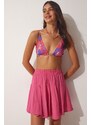 Happiness İstanbul Women's Pink Flowy Viscose Shorts Skirt