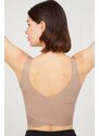 LOS OJOS Beige Lightly Support Back Detail Covered Crop Top Bustier