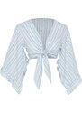 Trendyol Blue Striped Crop Woven Tie Blouse