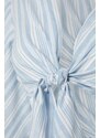 Trendyol Blue Striped Crop Woven Tie Blouse