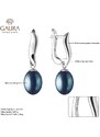 Gaura Pearls Stříbrné náušnice s černou řiční perlou Anna, stříbro 925/1000