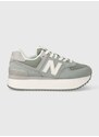 Semišové sneakers boty New Balance WL574ZSG tyrkysová barva