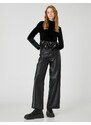 Koton Long Sleeve T-Shirt Velvet Crop with Shimmering Tassel Detail.