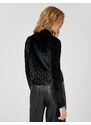 Koton Long Sleeve T-Shirt Velvet Crop with Shimmering Tassel Detail.