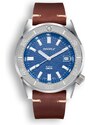 Squale Watches Stříbrné pánské hodinky Squale s koženým páskem 1521 Onda Leather - Silver 42MM Automatic