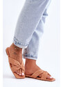 Ideal Shoes Dámske broskyňovo-oranžové prepletené semišové šľapky