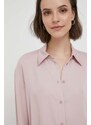 Košile Calvin Klein dámská, růžová barva, relaxed, s klasickým límcem