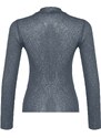 Trendyol Oil Fitted Special Textured Tulle Transparent High Collar Flexible Knitted Blouse