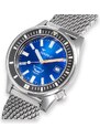 Squale Watches Stříbrné pánské hodinky Squale s ocelovým páskem Matic Dark Blue Mesh - Silver 44MM Automatic