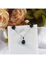 Olivie Stříbrná sada PERLY BLACK BUTTON 7604