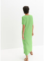 bonprix Úpletové šaty s rozparkem, v midi délce Zelená