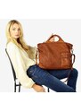 Dámská kožená shopper bag kabelka Mazzini M168 camel