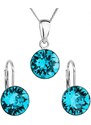 Evolution Group Sada šperků s krystaly Swarovski náušnice, řetízek a přívěsek modré kulaté 39140.3 Blue Zircon
