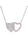Evolution Group Stříbrný náhrdelník dvojité růžové srdce se Swarovski krystaly 32079.3 Light Rose