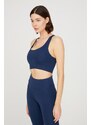 LOS OJOS Navy Blue Lightly Supported Covered Sports Bra with Back Detail