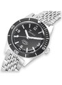 Squale Watches Stříbrné pánské hodinky Squale s ocelovým páskem Super-Squale Arabic Numerals Black Bracelet - Silver 38MM Automatic