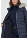 Péřová bunda Tommy Hilfiger dámská, tmavomodrá barva, zimní