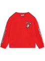 Dětská bavlněná košile s dlouhým rukávem Kenzo Kids červená barva, s aplikací