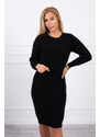 K-Fashion Svetr Šaty v černé žebrované barvě