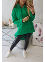 K-Fashion Zateplená mikina s dlouhými zády a kapucí zelená