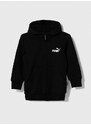 Dětská mikina Puma ESS Small Logo Full-Zip Hoodie TR G černá barva, s kapucí, hladká