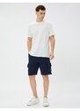 Koton Cargo Shorts with Pockets, Buttons and Ribbed.