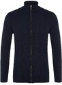 Trendyol Navy Blue Men's Fitted Tight Fitted Cardigan with Zipper Front, Corduroy Knitwear